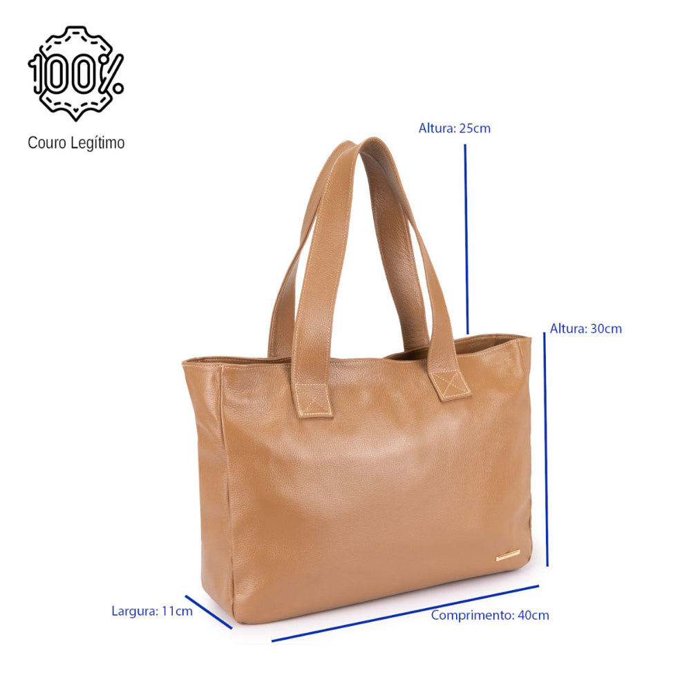 Bolsa Sacola Com Zíper Couro Caramelo França