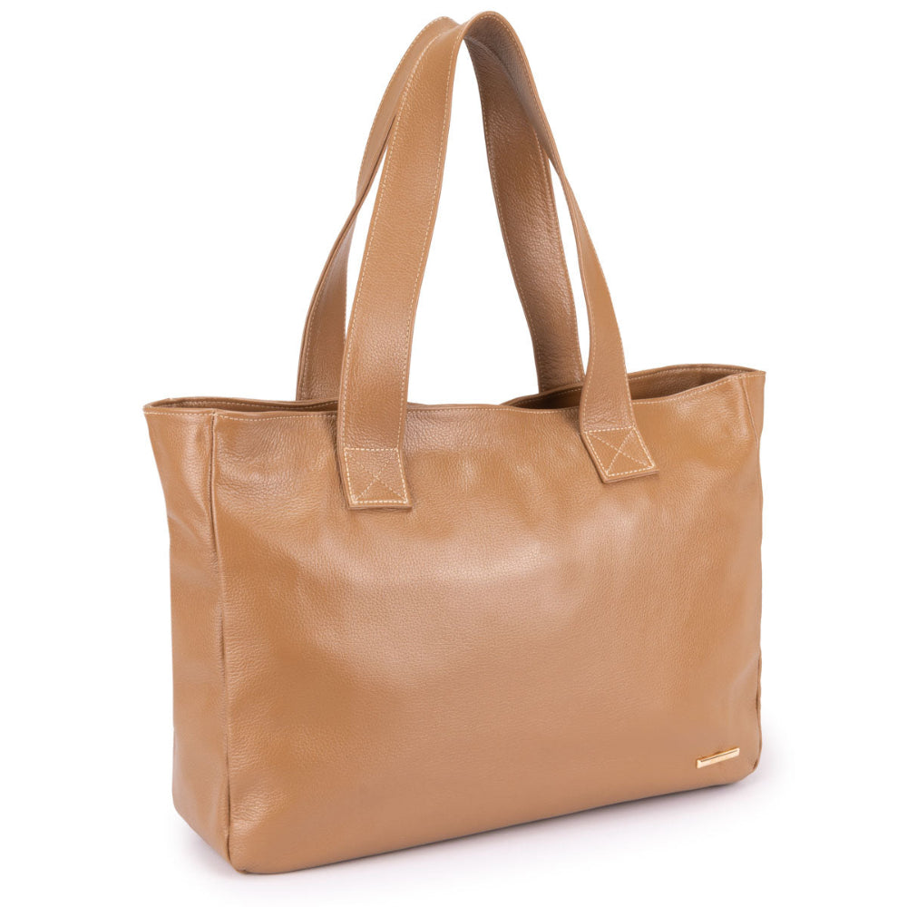 Bolsa Sacola Com Zíper Couro Caramelo França