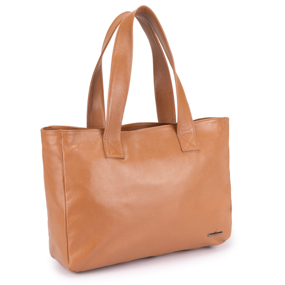 Bolsa Sacola Com Zíper Couro Caramelo Ônix França