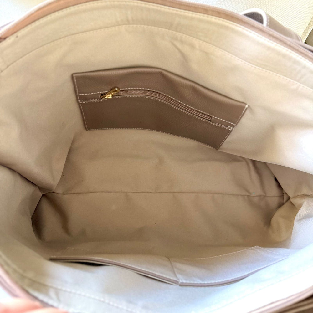 Bolsa Sacola Com Zíper Couro Cinza França