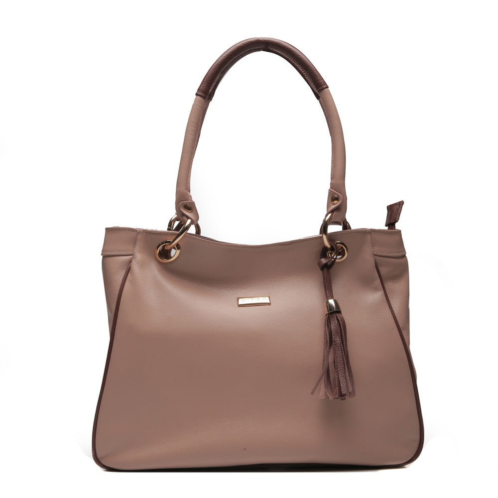 Bolsa Sacola Com Zíper Couro Nude Madison
