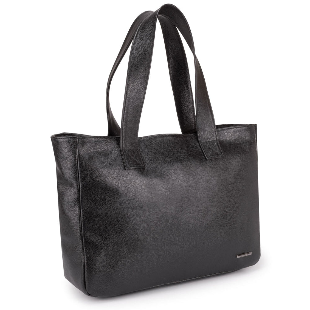 Bolsa Sacola Com Zíper Couro Preto França