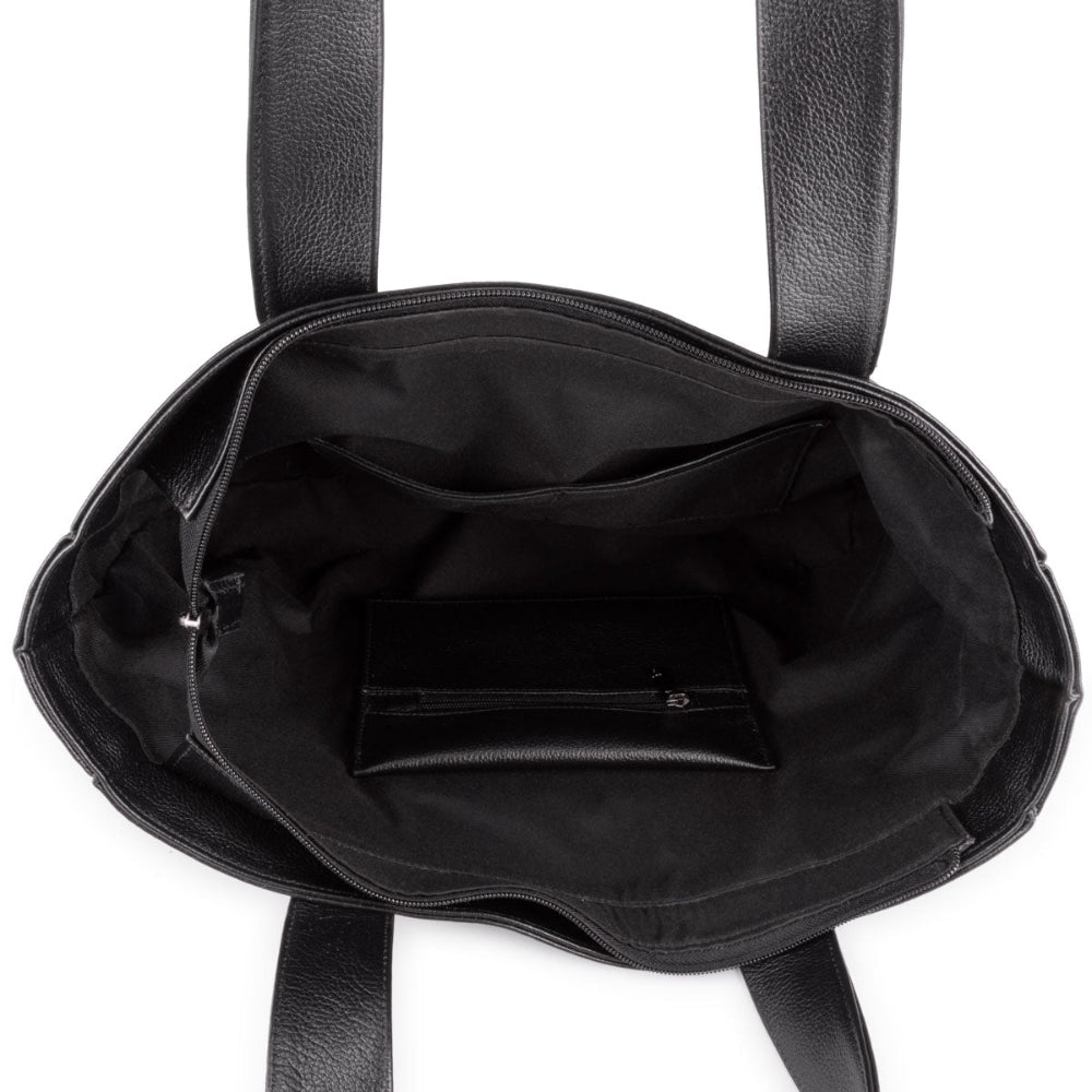 Bolsa Sacola Com Zíper Couro Preto França