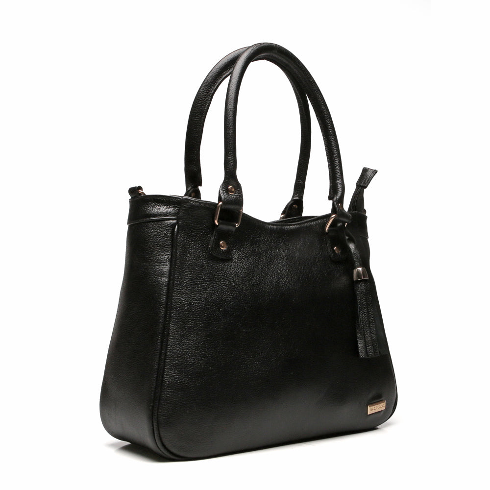 Bolsa Sacola Com Zíper Couro Preto Madison