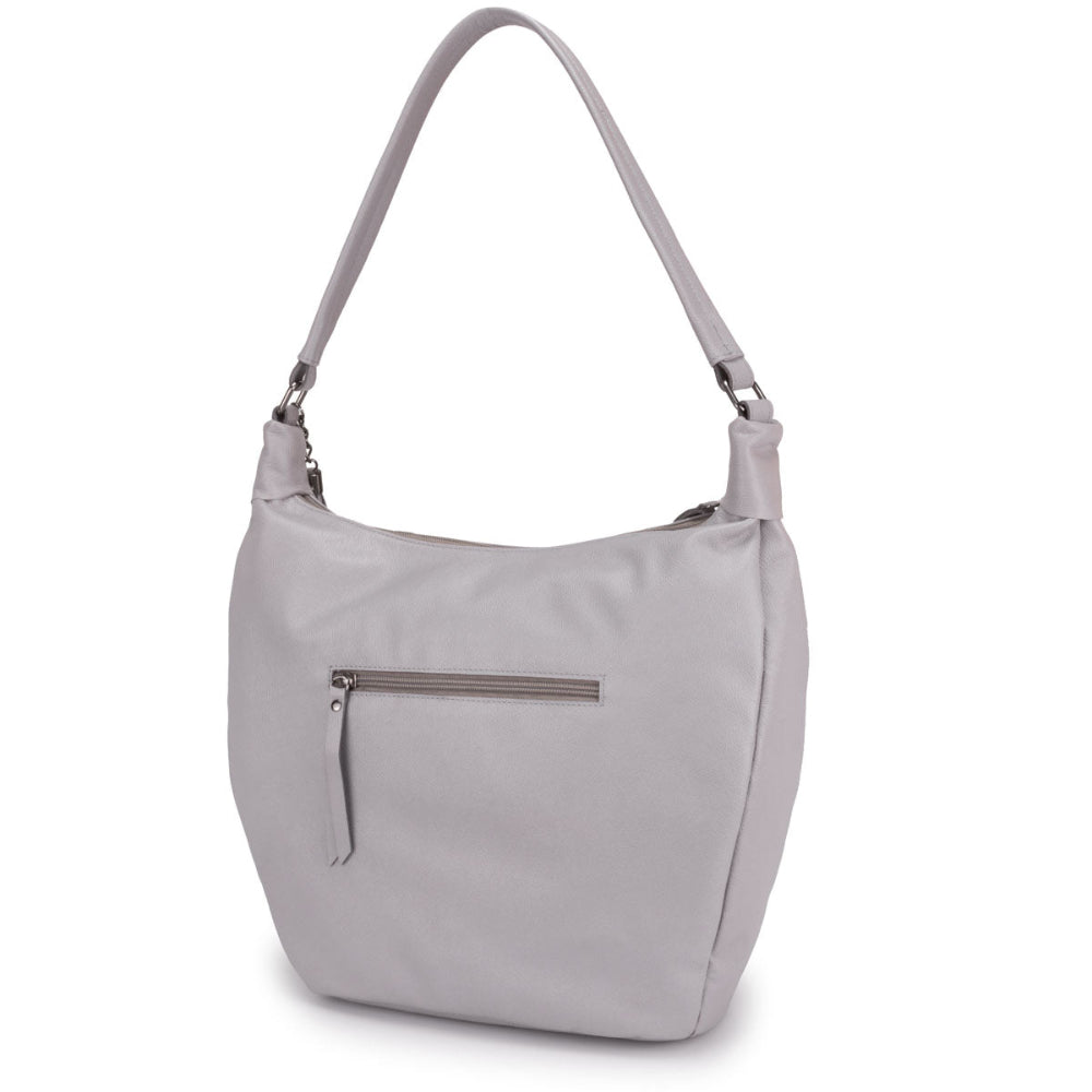 Bolsa Sacola Couro Cinza Claro Kelly