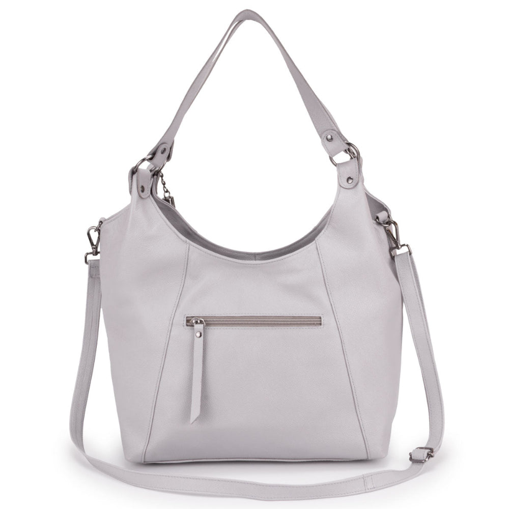 Bolsa Sacola Couro Cinza Claro Vitta