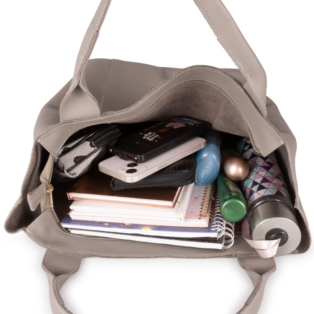 Bolsa Sacola Couro Off White Lola Com Zíper