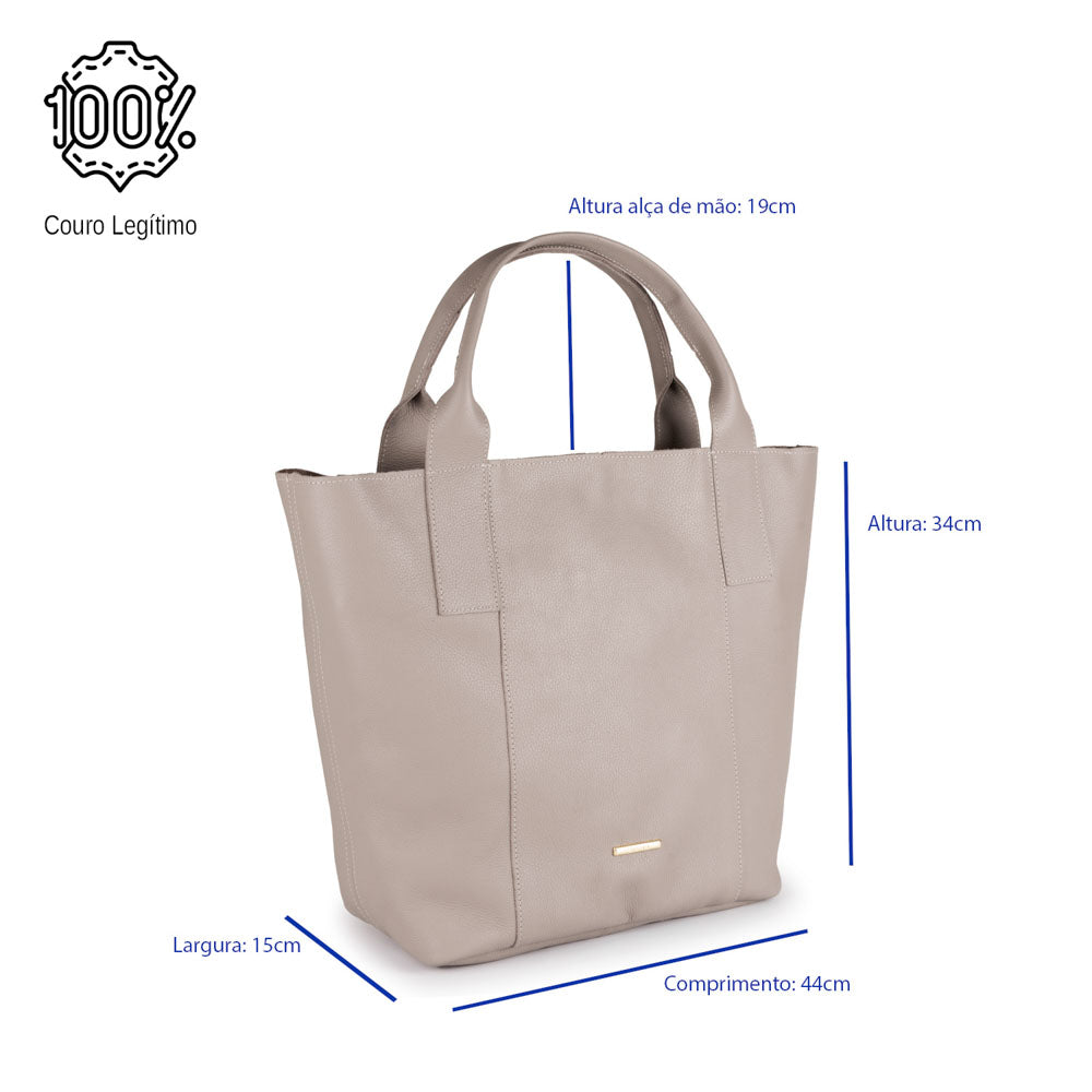 Bolsa Sacola Couro Off White Lola Com Zíper