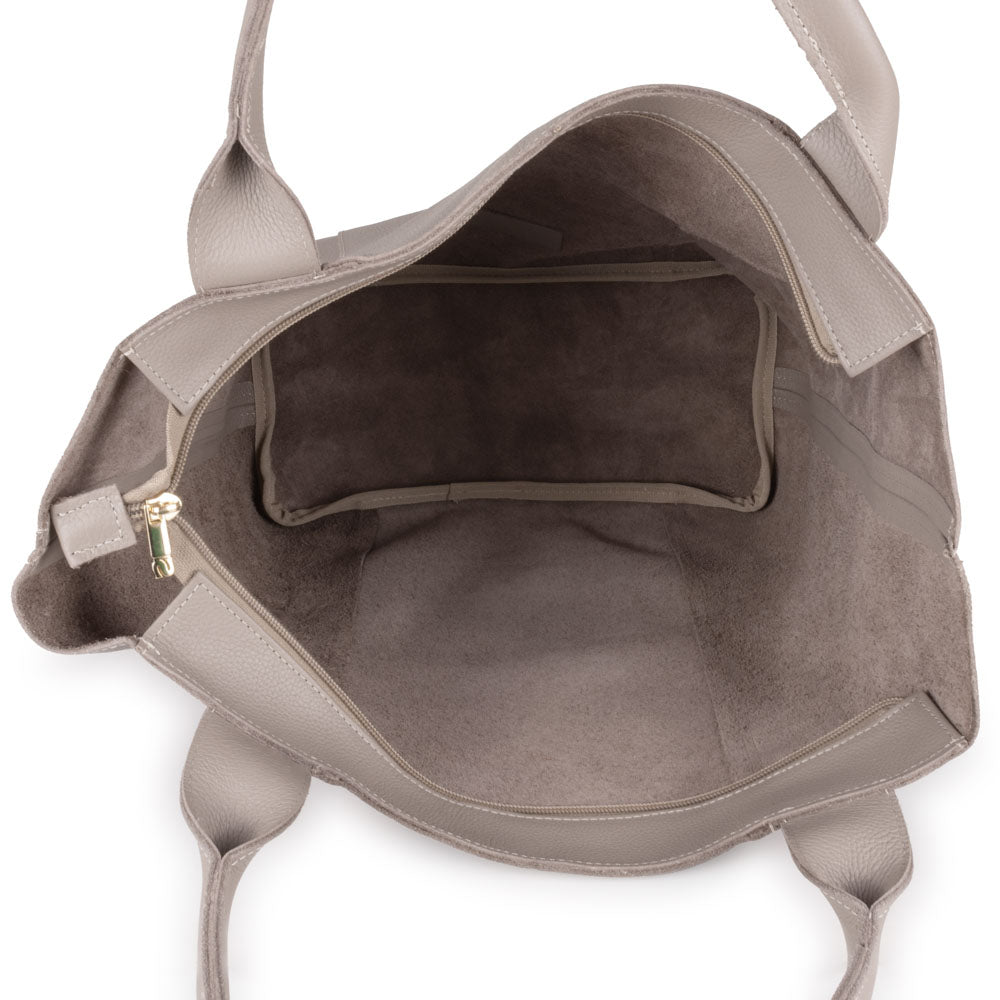 Bolsa Sacola Couro Off White Lola Com Zíper