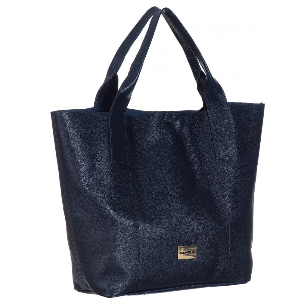 Bolsa Sacola Feminina Couro Azul Lola