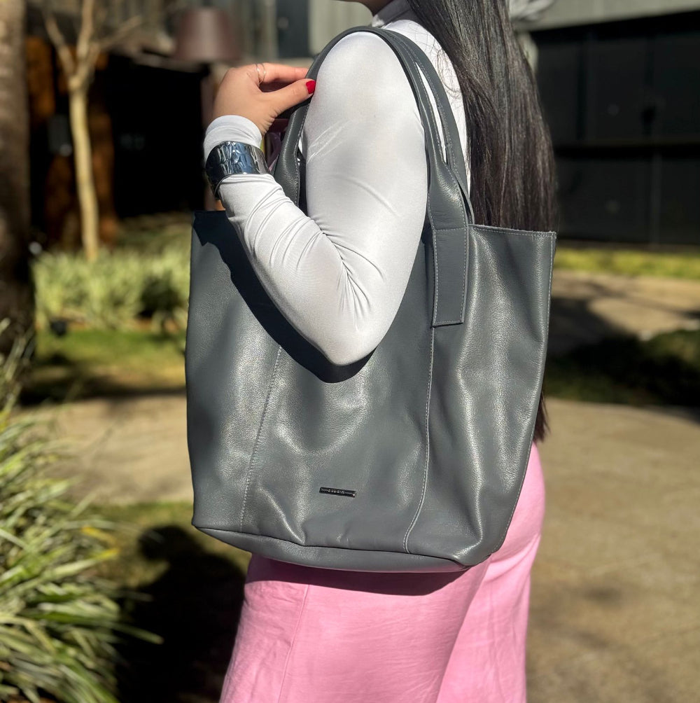 Bolsa Sacola Feminina Couro Grafite Lola