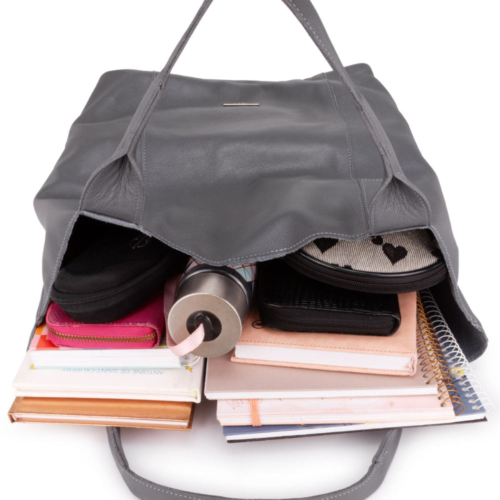 Bolsa Sacola Feminina Couro Grafite Lola