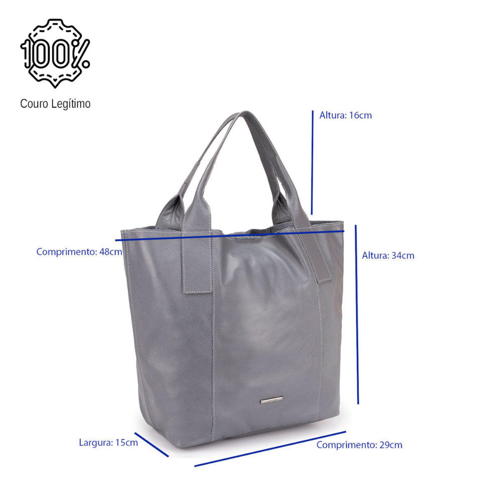 Bolsa Sacola Feminina Couro Grafite Lola