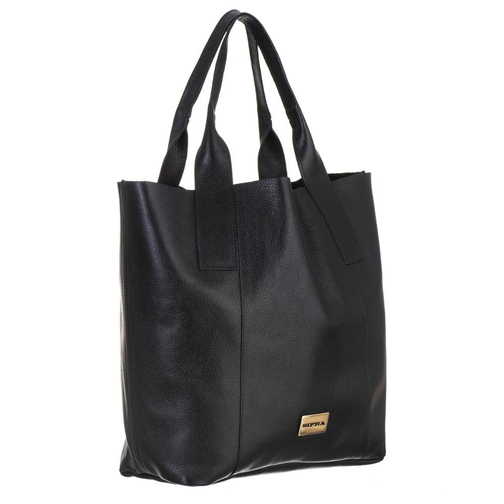 Bolsa Sacola Feminina Couro Preta Lola