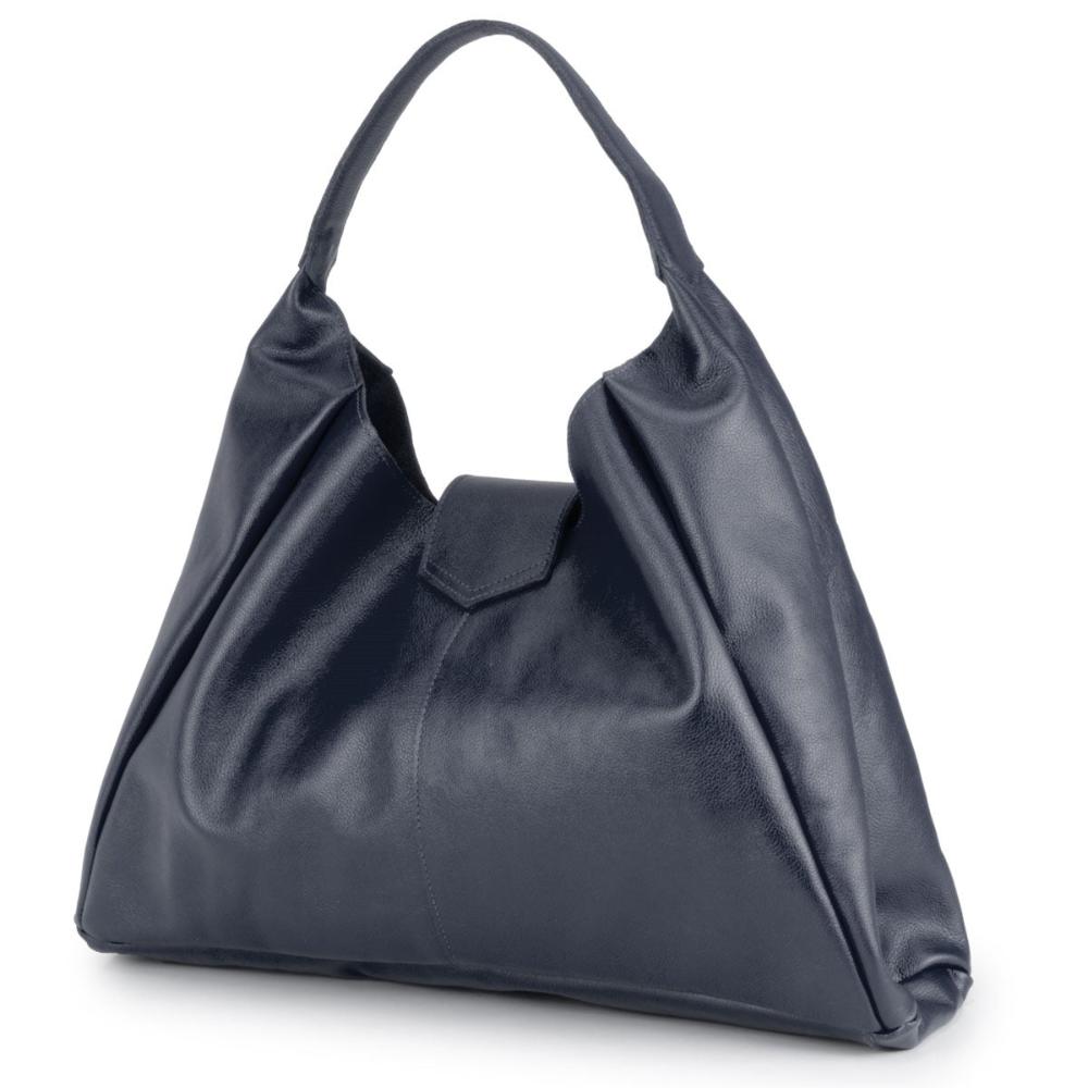 Bolsa Sacola Média Couro Azul Bárbara