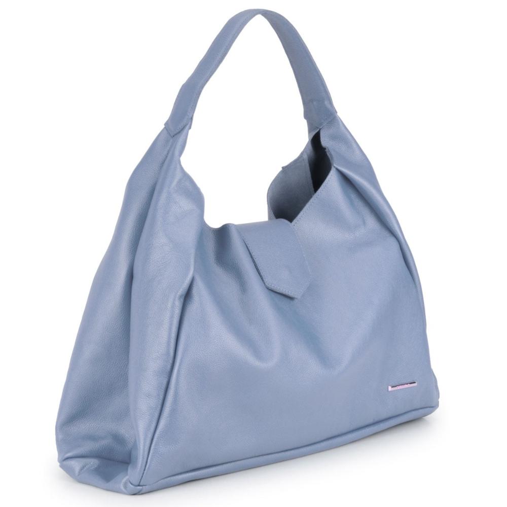 Bolsa Sacola Média Couro Azul Claro Bárbara
