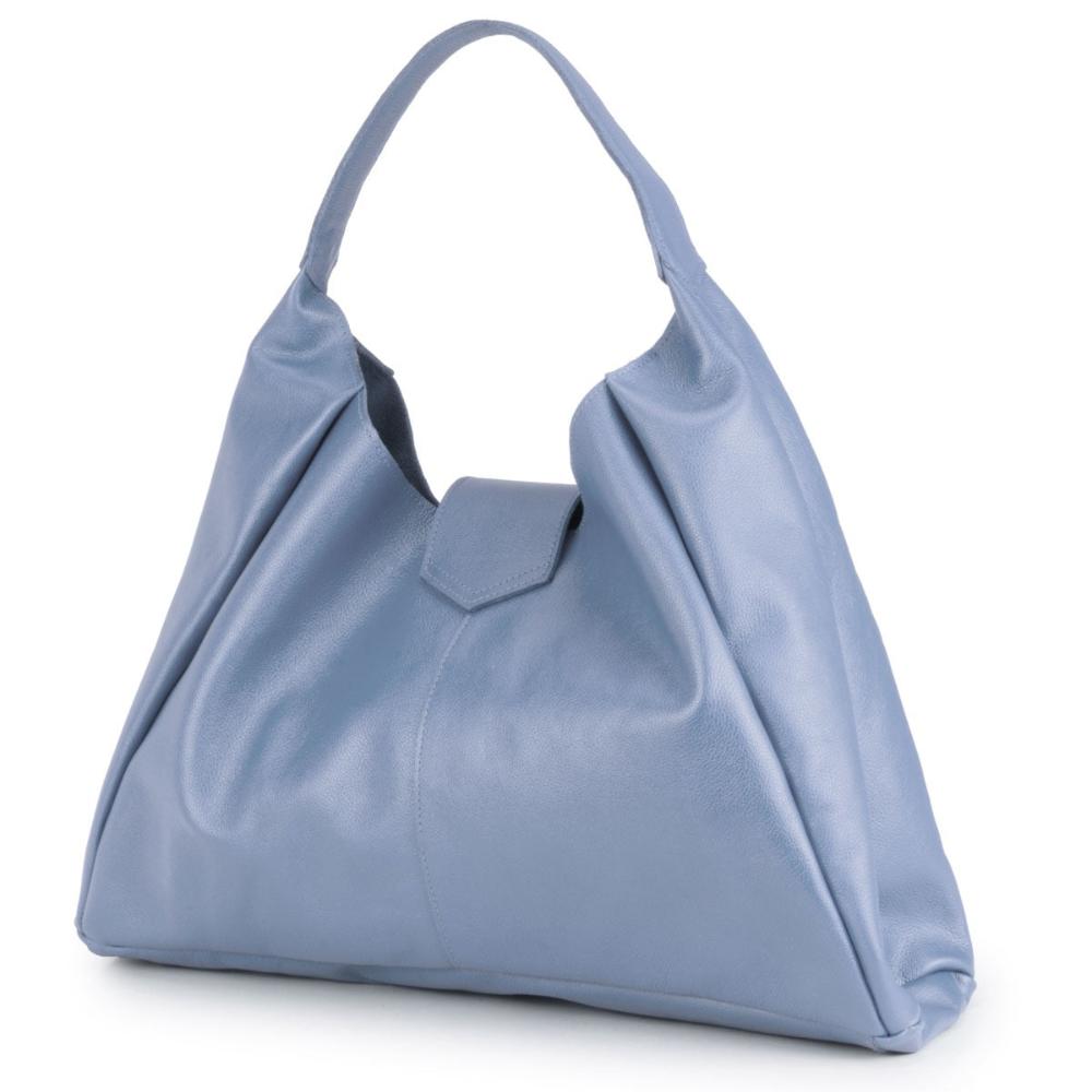 Bolsa Sacola Média Couro Azul Claro Bárbara