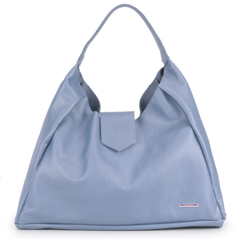 Bolsa Sacola Média Couro Azul Claro Bárbara