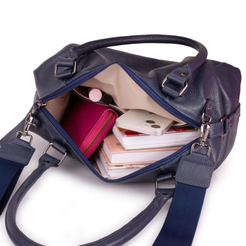 Bolsa Sacola Média Couro Azul Tiffany Classic