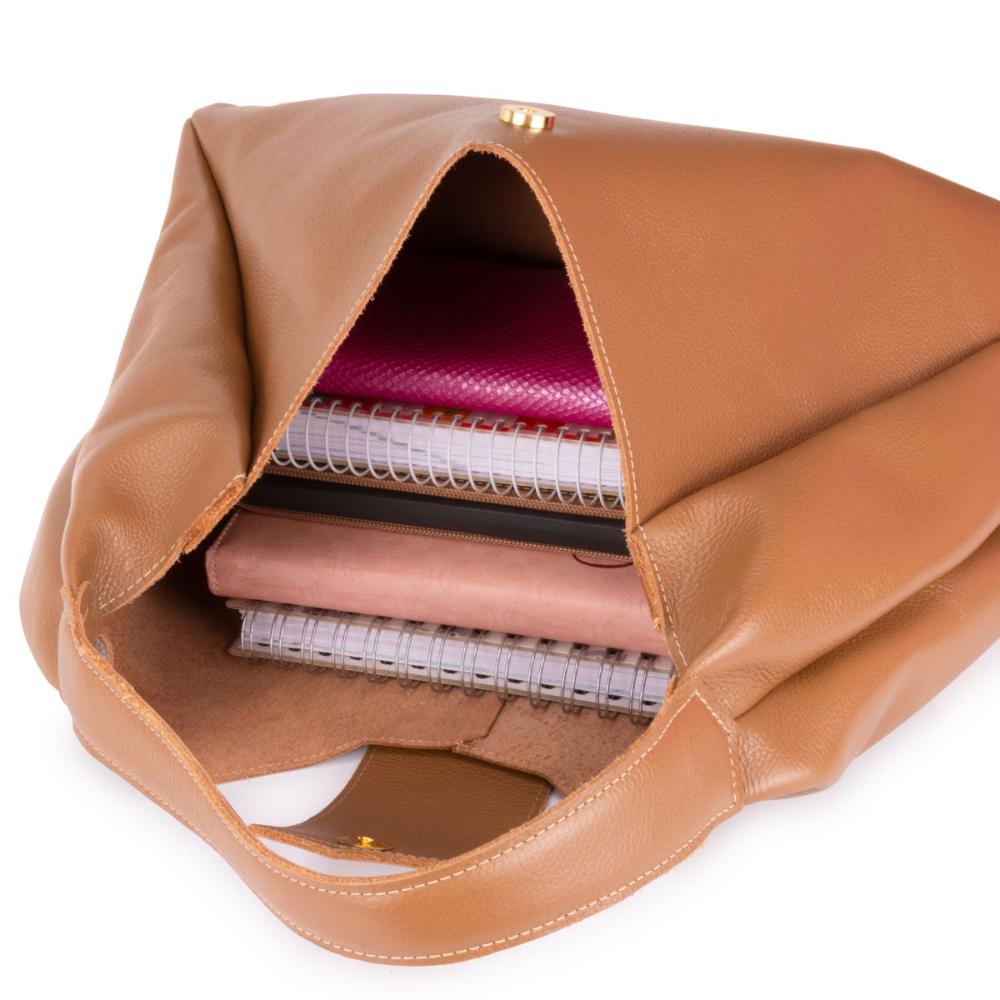 Bolsa Sacola Média Couro Caramelo Bárbara