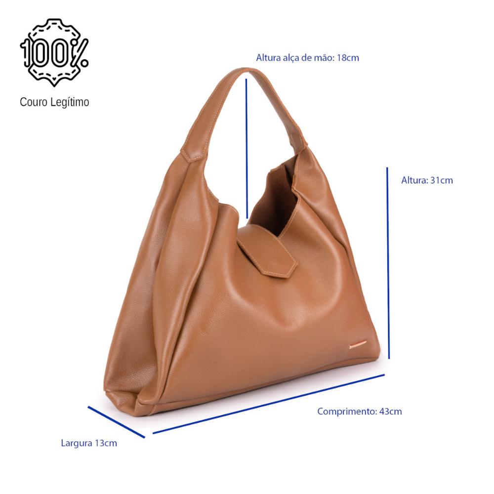 Bolsa Sacola Média Couro Caramelo Bárbara