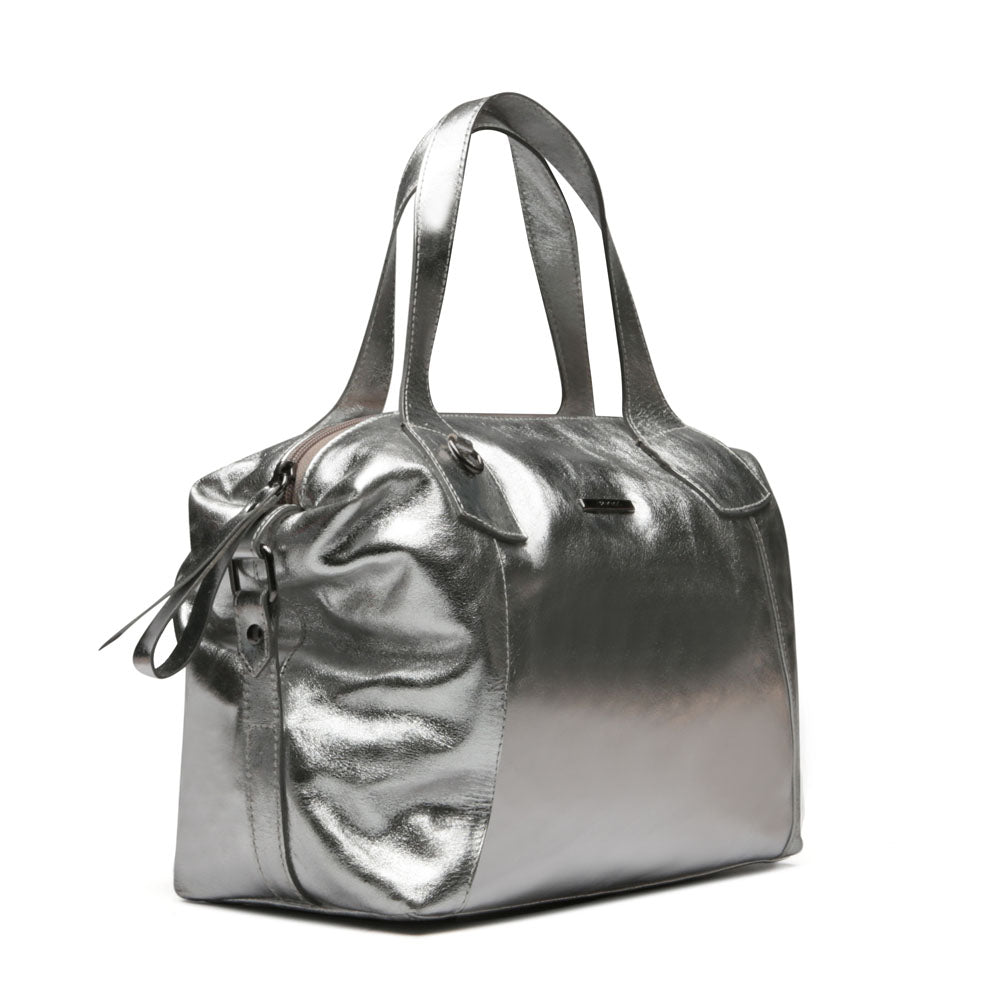 Bolsa Sacola Média Couro Inox Tiffany