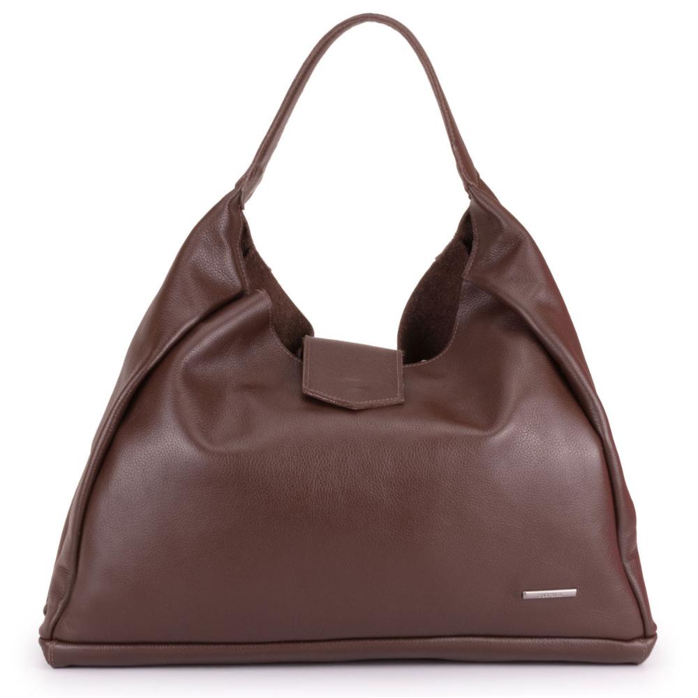 Bolsa Sacola Média Couro Marrom Escuro Bárbara