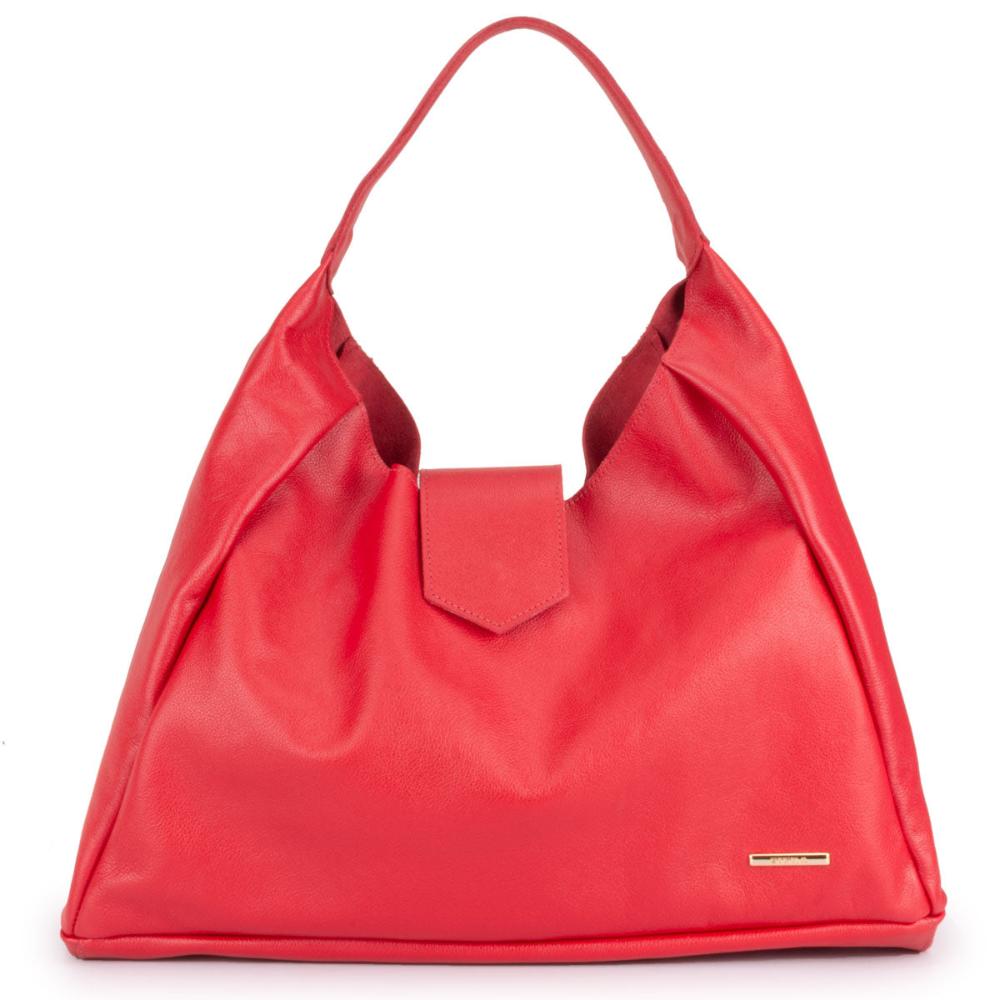 Bolsa Sacola Média Couro Vermelho Bárbara