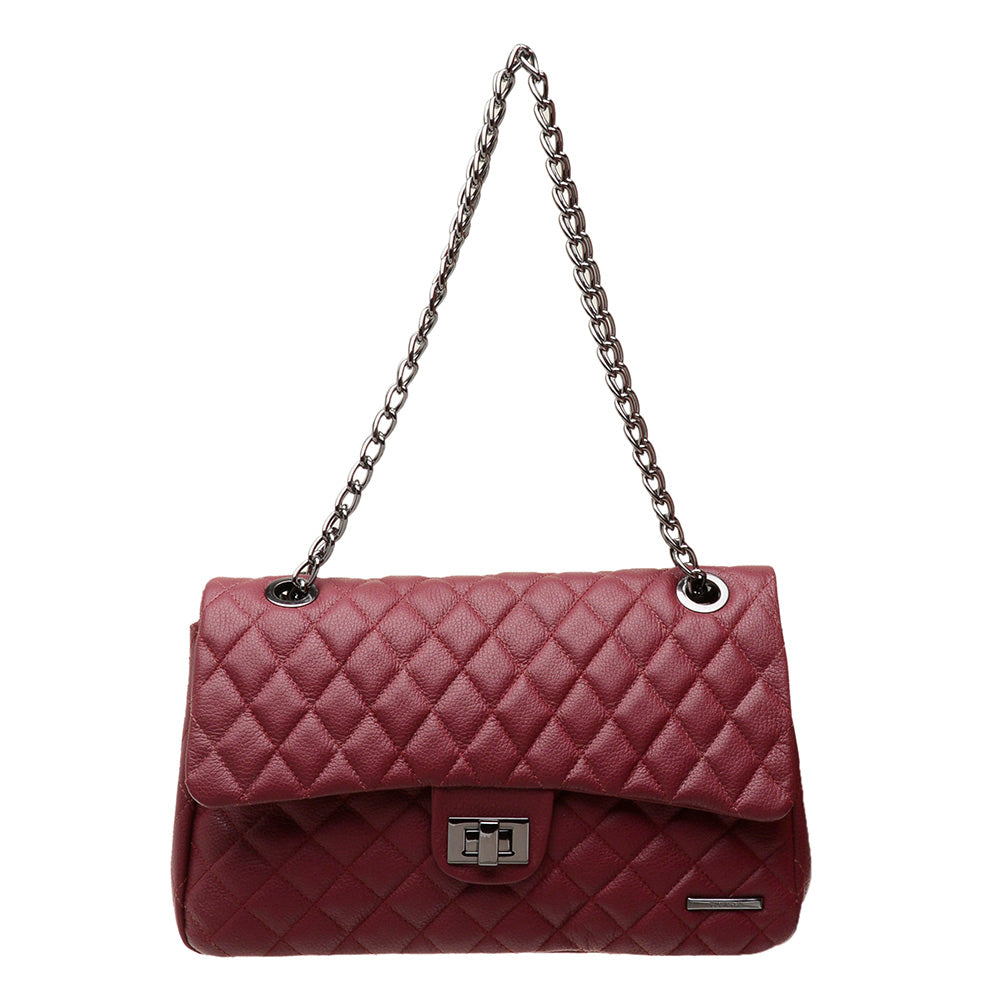 Bolsa Tiracolo Grande Couro Bordo Agatha