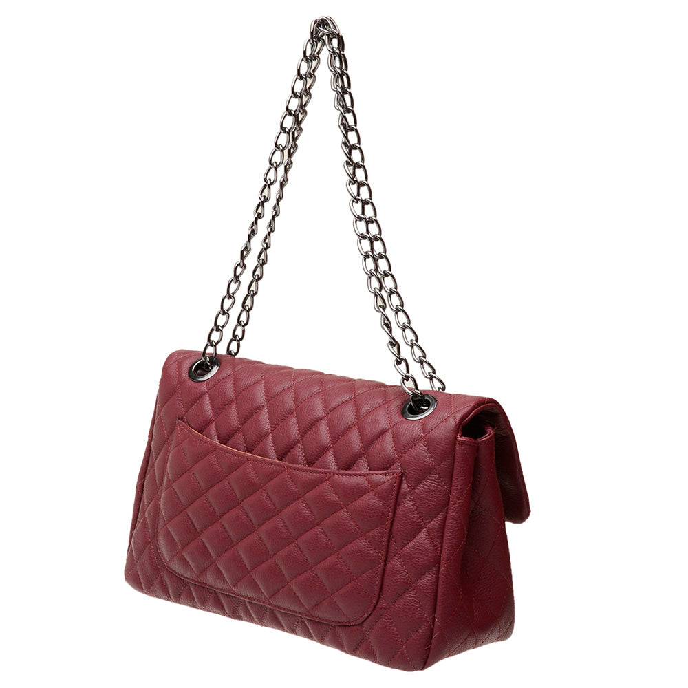 Bolsa Tiracolo Grande Couro Bordo Agatha