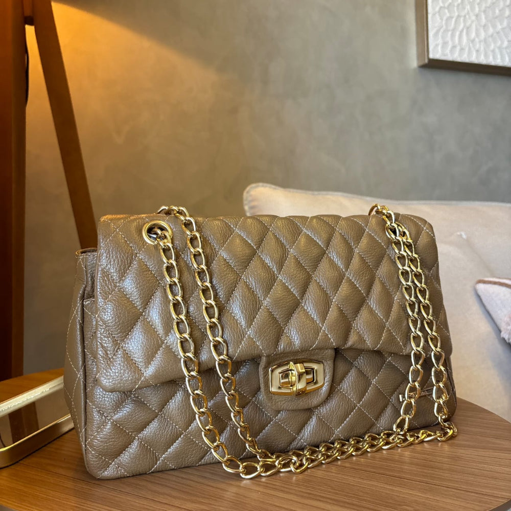 Bolsa Tiracolo Grande Couro Caramelo Agatha