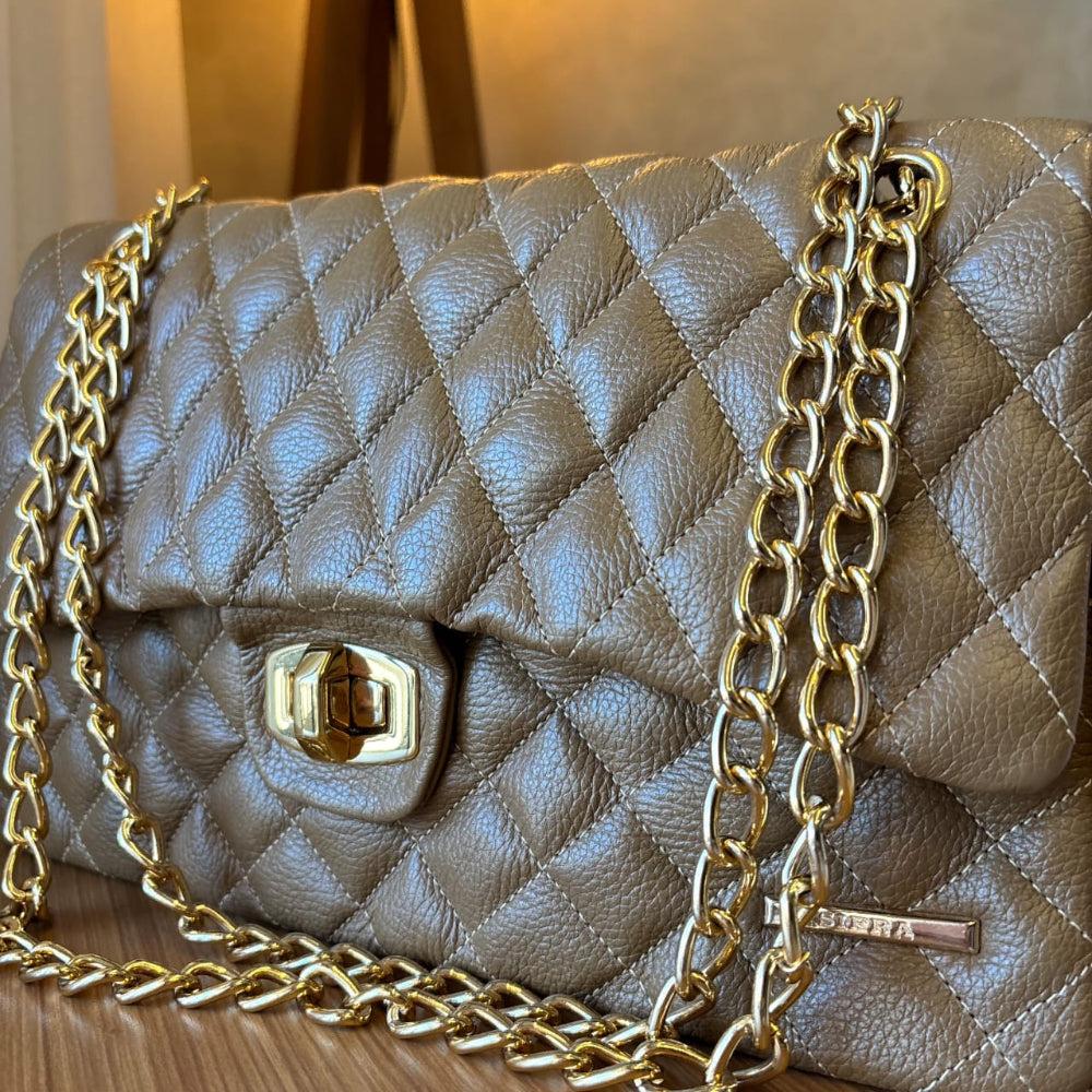 Bolsa Tiracolo Grande Couro Caramelo Agatha