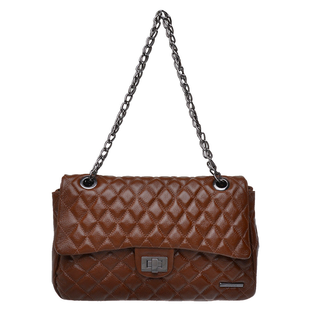 Bolsa Tiracolo Grande Couro Marrom Agatha