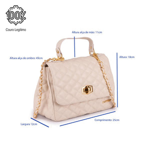 Bolsa Tiracolo Média Couro Off White Ouro Bruna