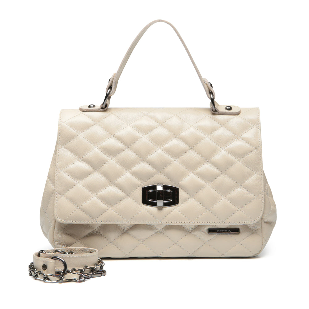 Bolsa Tiracolo Média Couro Off White Onix Bruna