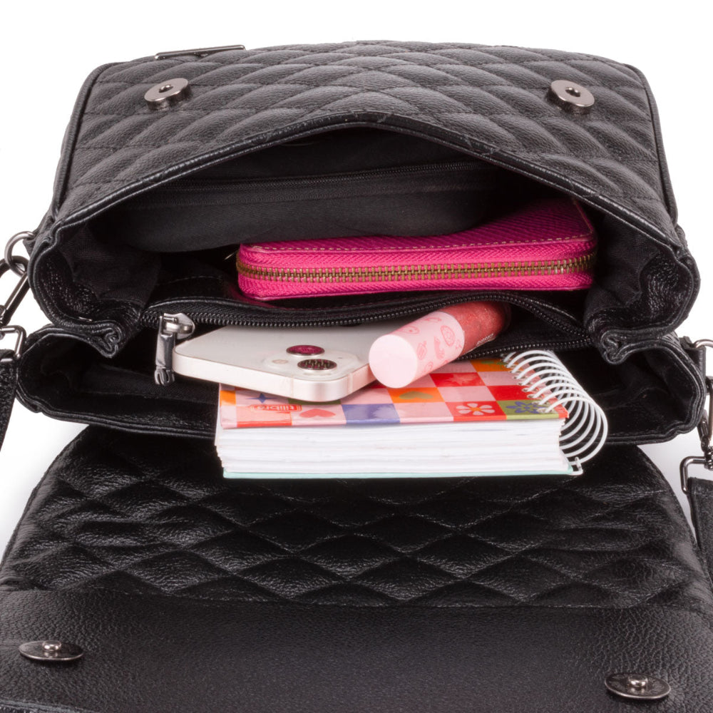 Bolsa Tiracolo Média Couro Preto Juliana