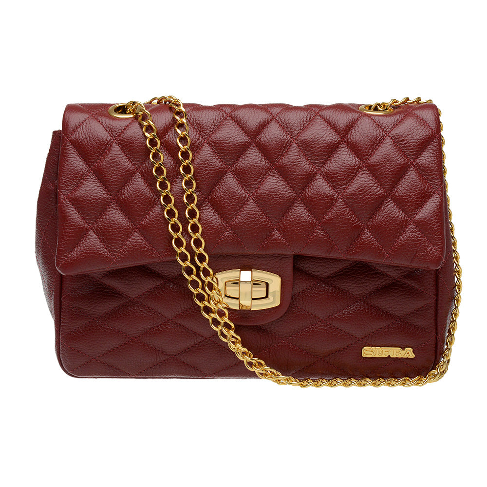Bolsa Tiracolo Pequena Couro Bordo Beca