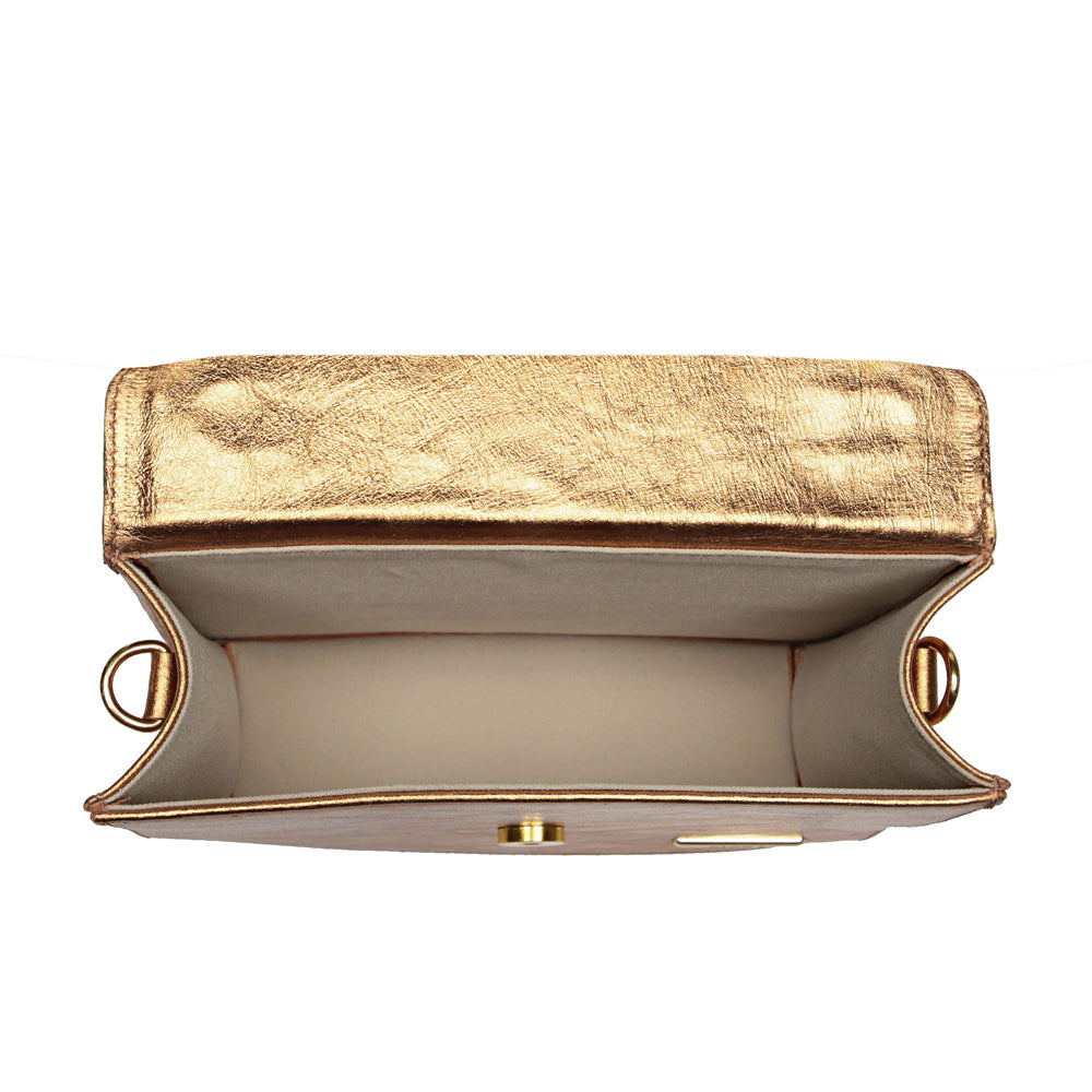 Bolsa Nina Tiracolo Pequena em Couro Bronze