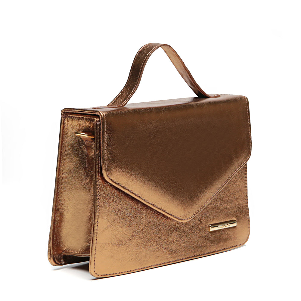 Bolsa Nina Tiracolo Pequena em Couro Bronze