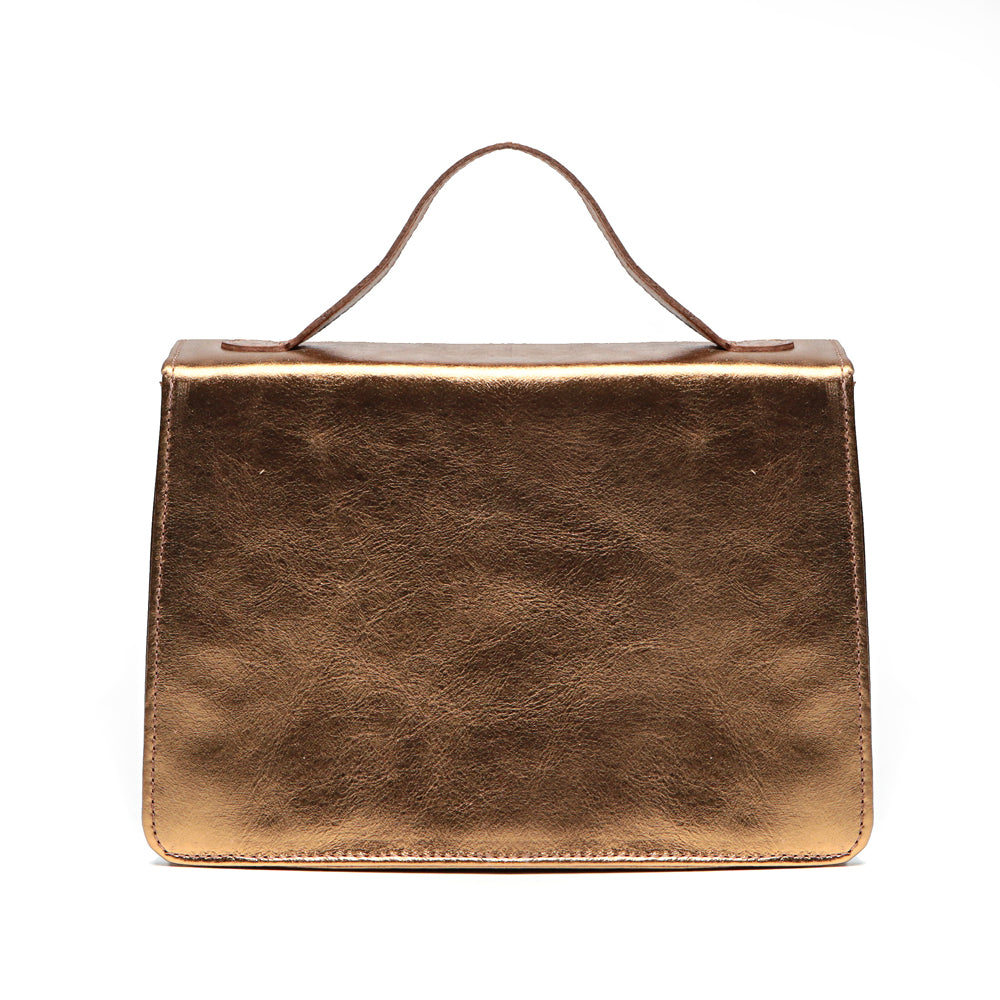 Bolsa Nina Tiracolo Pequena em Couro Bronze