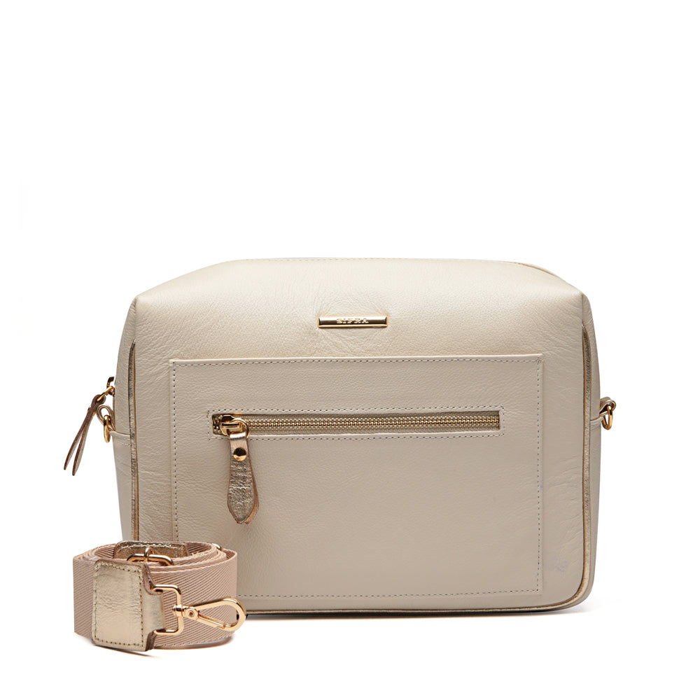 Bolsa Tiracolo Transversal Couro Off White Anna