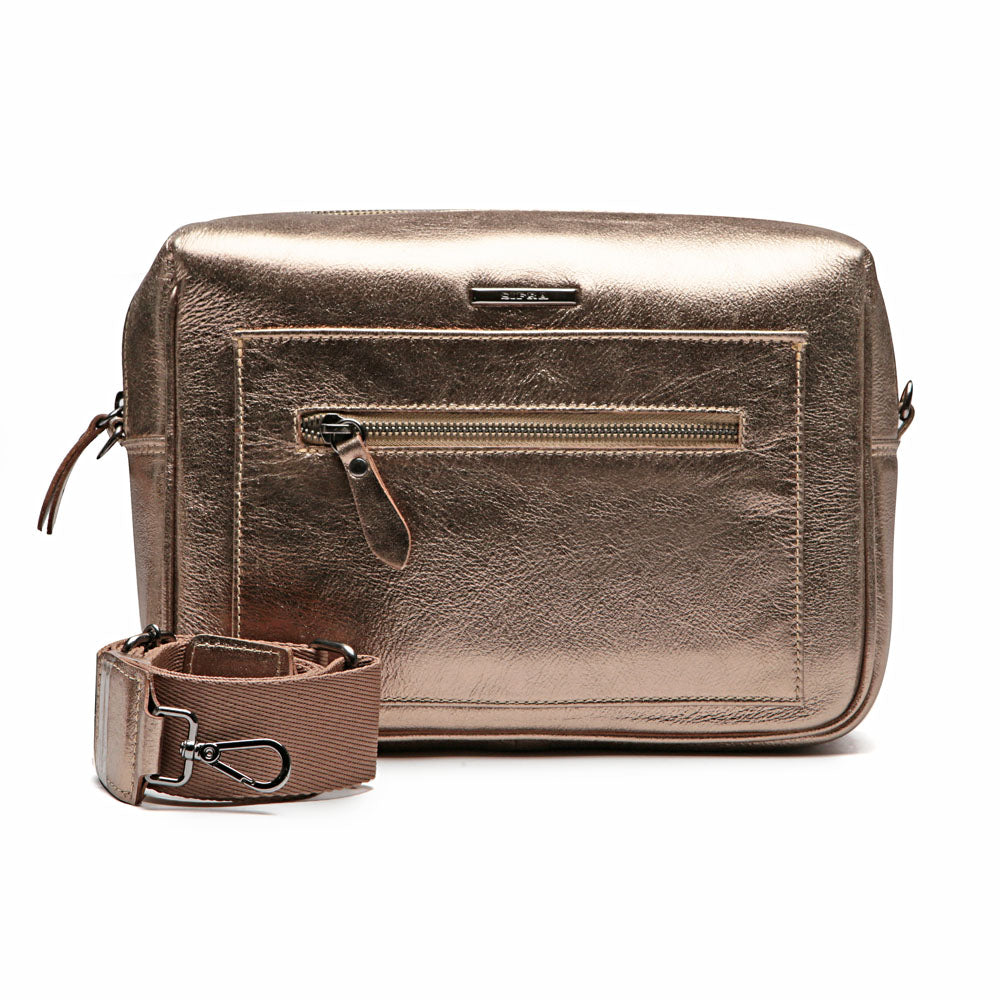 Bolsa Tiracolo Transversal Couro Ouro Velho Anna