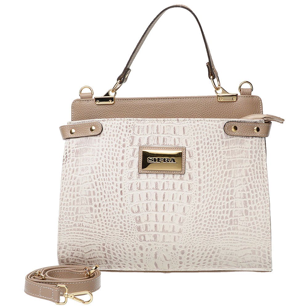 Bolsa Tiracolo e Mão Grande Couro Nude Olivia