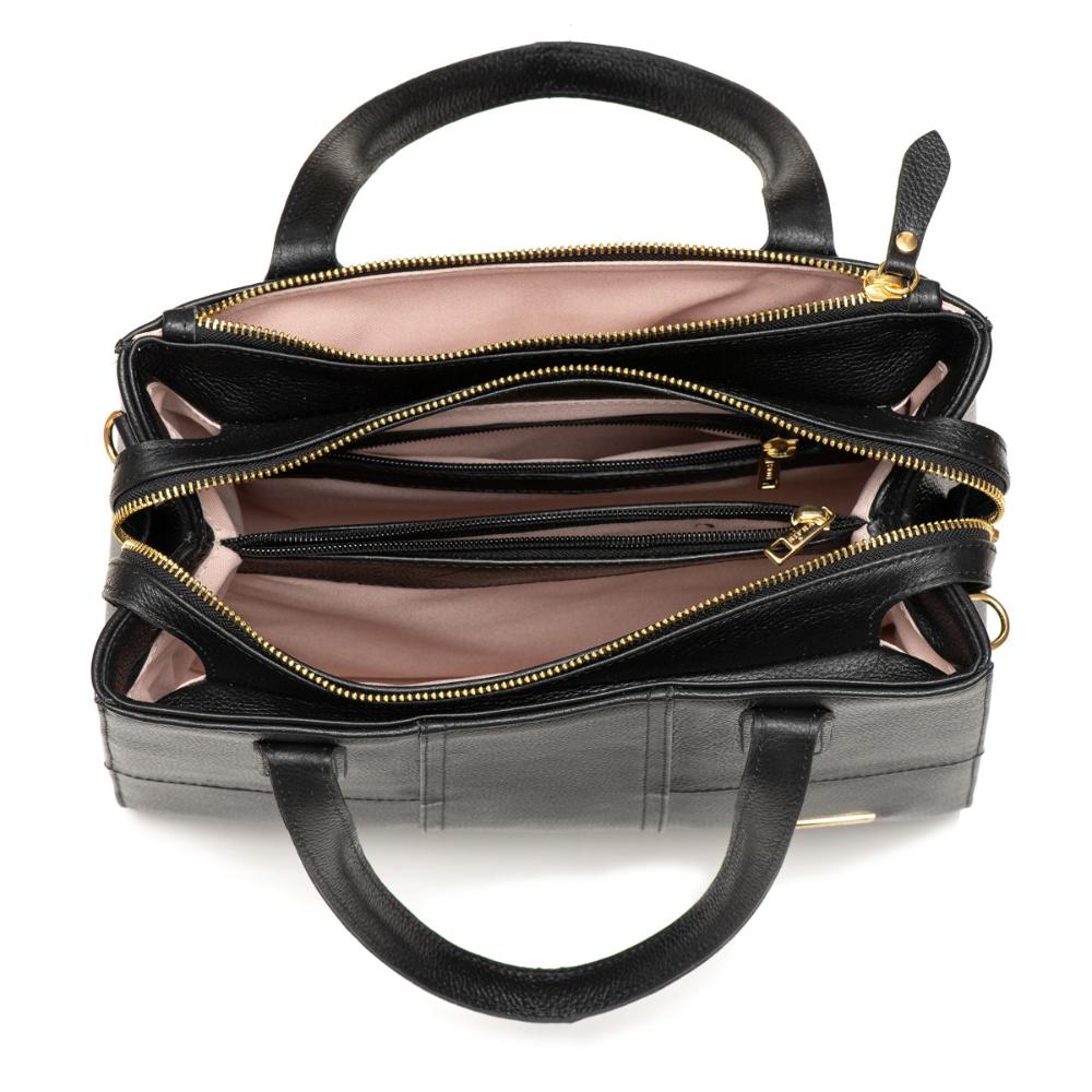 Bolsa Tote Média Couro Preta Sophie