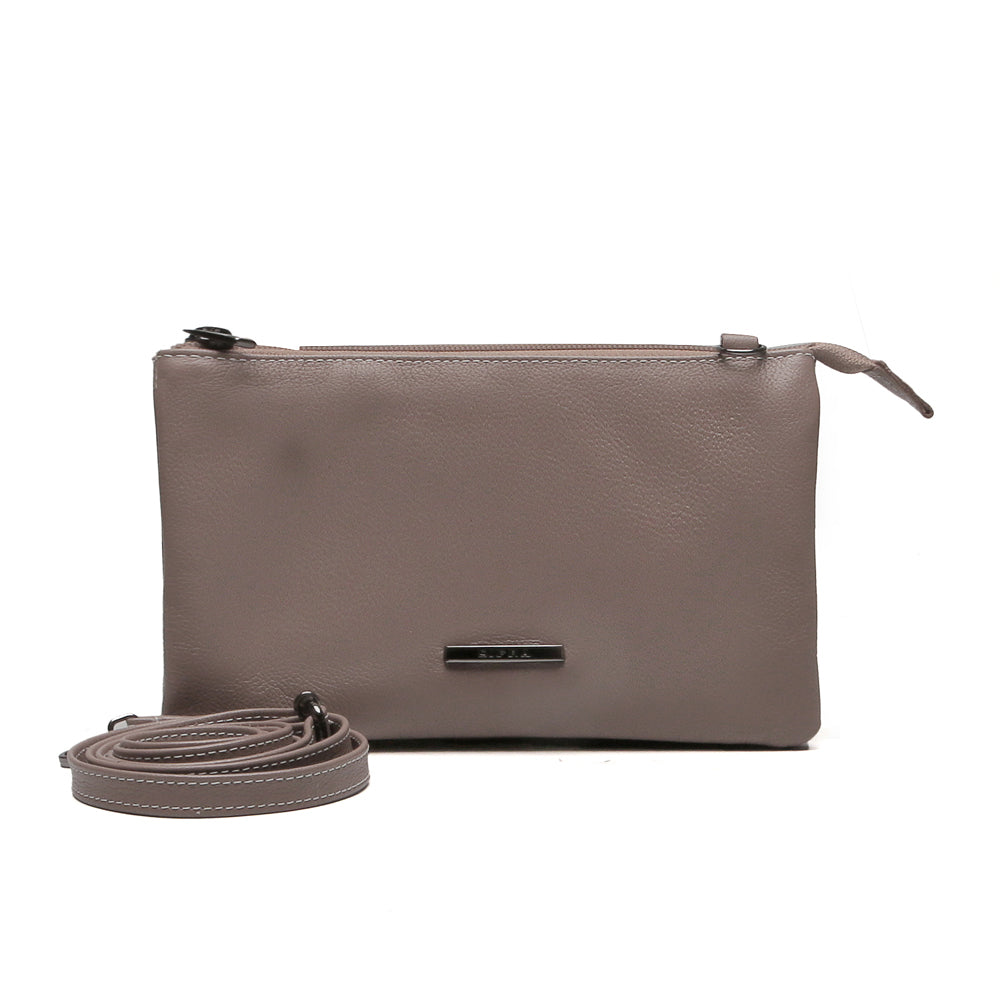 Bolsa Transversal Divisórias Couro Cinza Glace