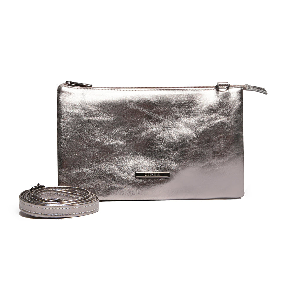 Bolsa Transversal Divisórias Couro Inox Glace