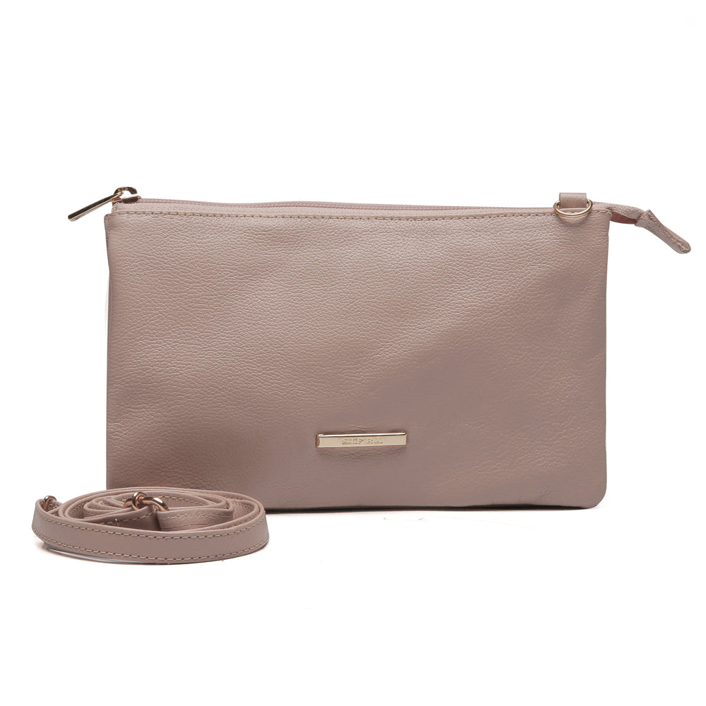 Bolsa Transversal Divisórias Couro Nude Glace