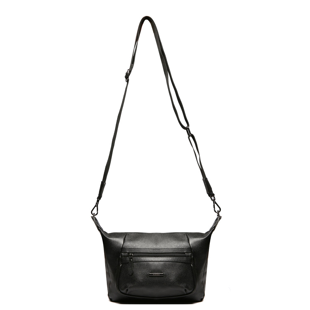 Bolsa Transversal Esportiva Couro Preta Billie