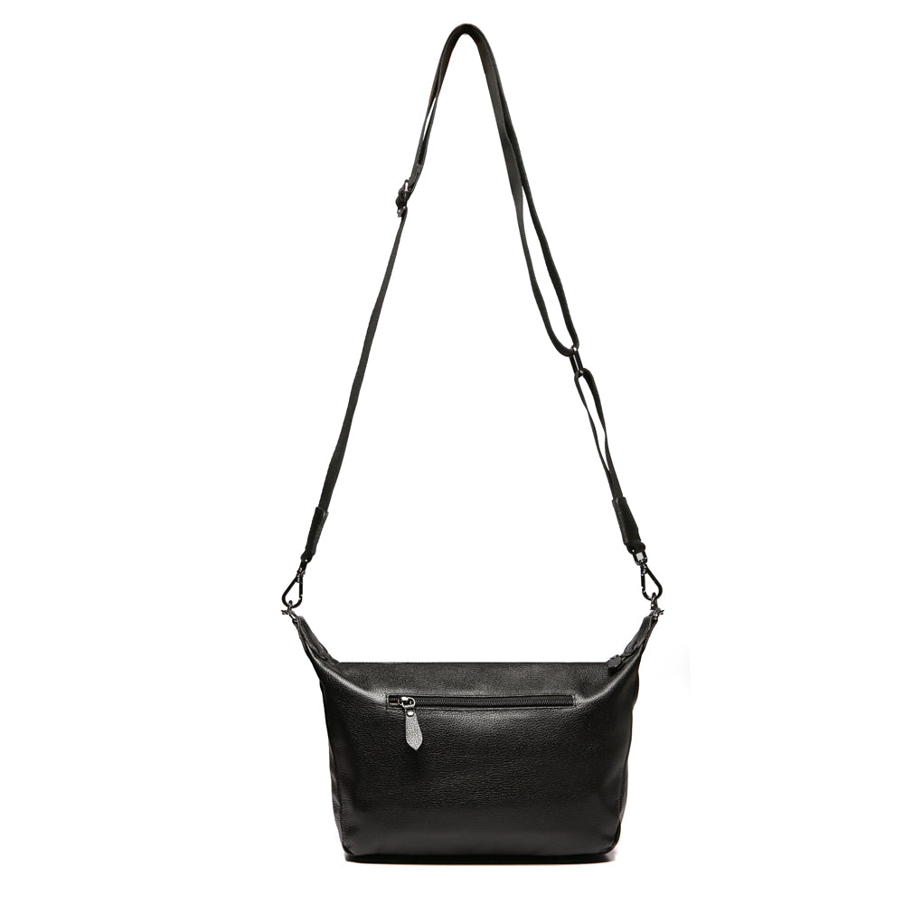 Bolsa Transversal Esportiva Couro Preta Billie
