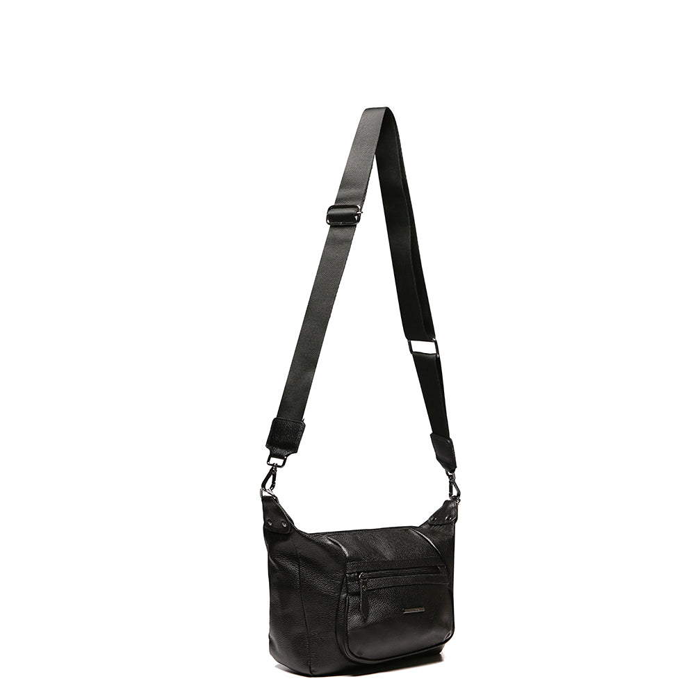 Bolsa Transversal Esportiva Couro Preta Billie